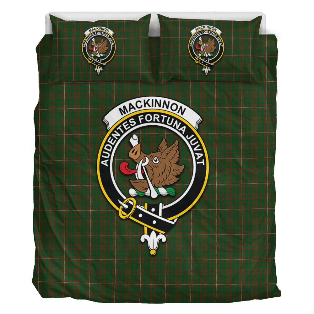 MacKinnon Hunting Tartan Bedding Set with Family Crest - Tartan Vibes Clothing