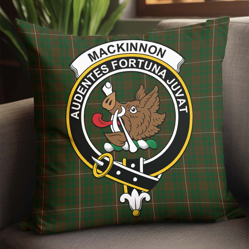 MacKinnon Hunting Tartan Pillow Cover with Family Crest - Tartanvibesclothing