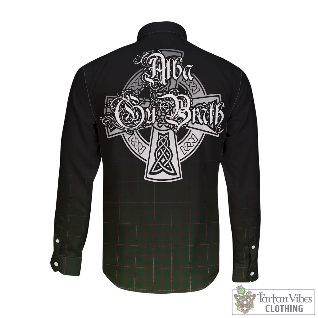 Tartan Vibes Clothing MacKinnon Hunting Tartan Long Sleeve Button Up Featuring Alba Gu Brath Family Crest Celtic Inspired