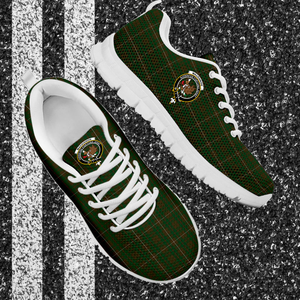 MacKinnon Hunting Tartan Sneakers with Family Crest - Tartan Vibes Clothing