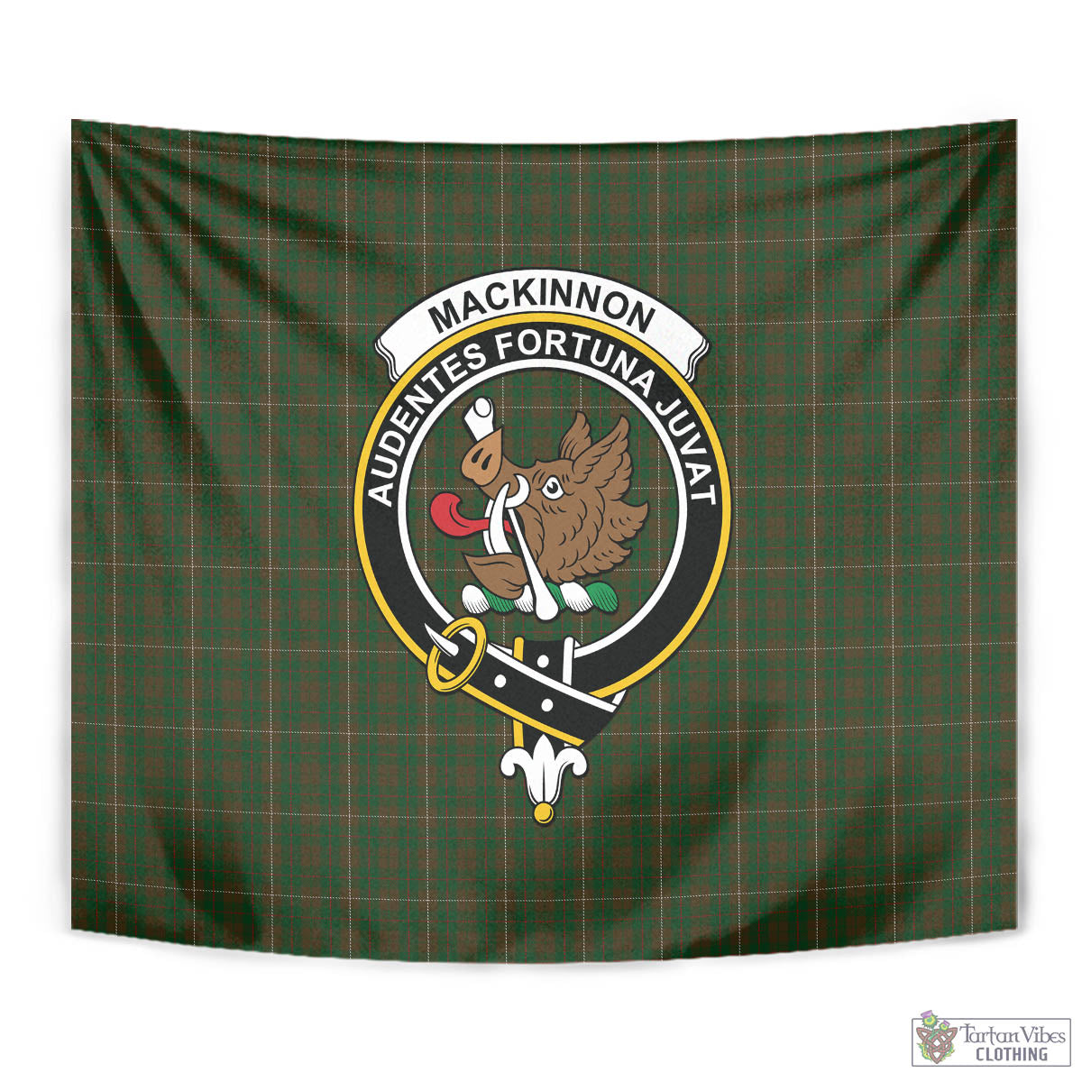 Tartan Vibes Clothing MacKinnon Hunting Tartan Tapestry Wall Hanging and Home Decor for Room with Family Crest