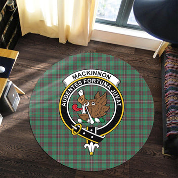 MacKinnon Hunting Ancient Tartan Round Rug with Family Crest