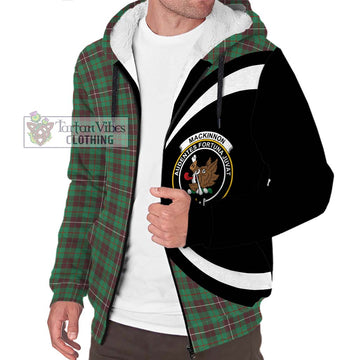 MacKinnon Hunting Ancient Tartan Sherpa Hoodie with Family Crest Circle Style