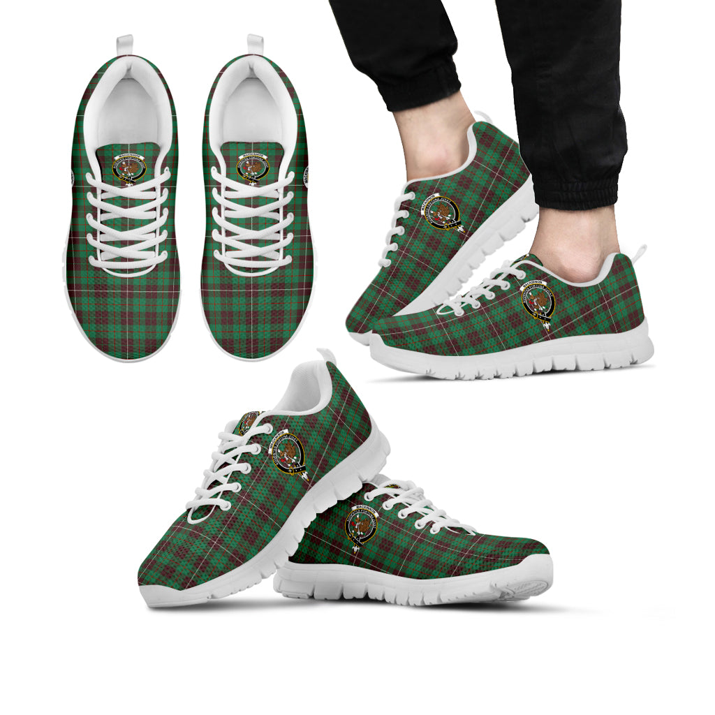 MacKinnon Hunting Ancient Tartan Sneakers with Family Crest Kid's Sneakers - Tartan Vibes Clothing