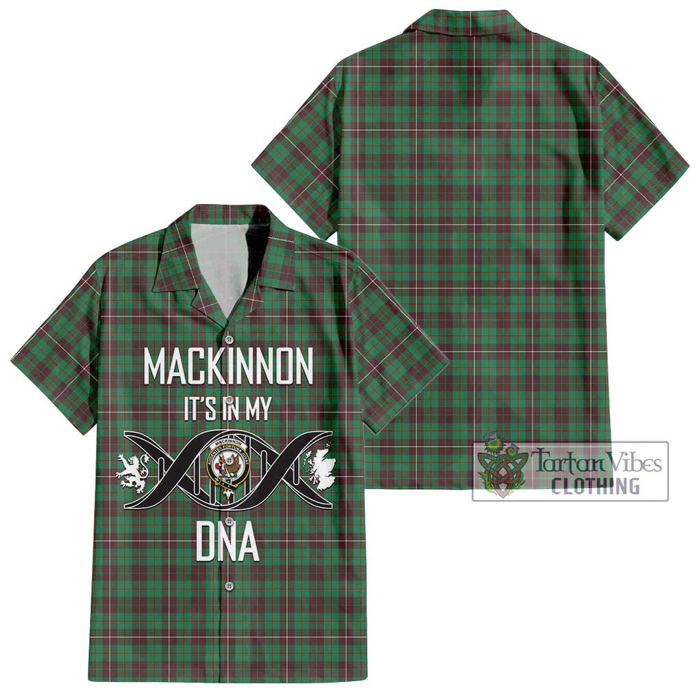 MacKinnon Hunting Ancient Tartan Short Sleeve Button Shirt with Family Crest DNA In Me Style Kid - Tartanvibesclothing Shop