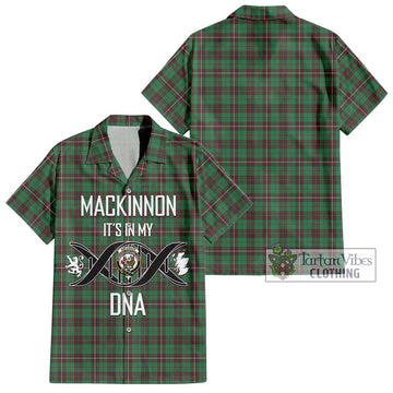 MacKinnon Hunting Ancient Tartan Short Sleeve Button Shirt with Family Crest DNA In Me Style