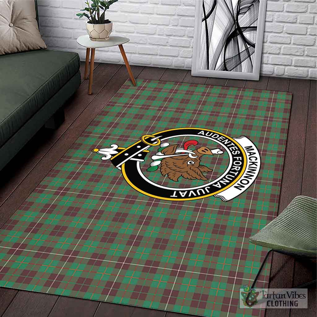 Tartan Vibes Clothing MacKinnon Hunting Ancient Tartan Area Rug with Family Crest