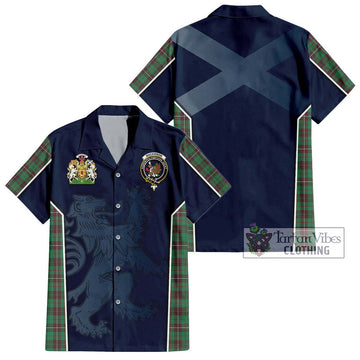 MacKinnon Hunting Ancient Tartan Short Sleeve Button Shirt with Family Crest and Lion Rampant Vibes Sport Style