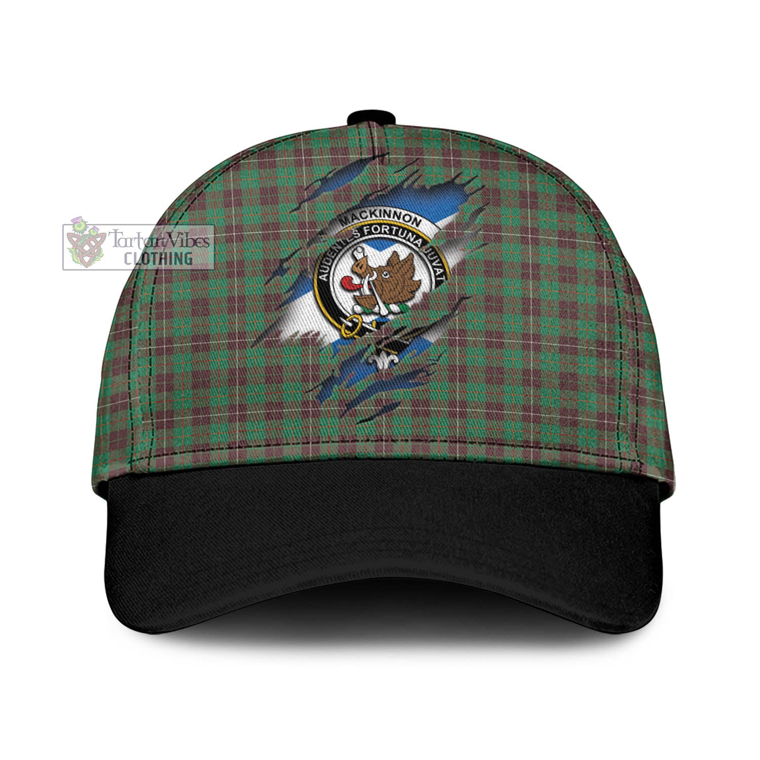 Tartan Vibes Clothing MacKinnon Hunting Ancient Tartan Classic Cap with Family Crest In Me Style