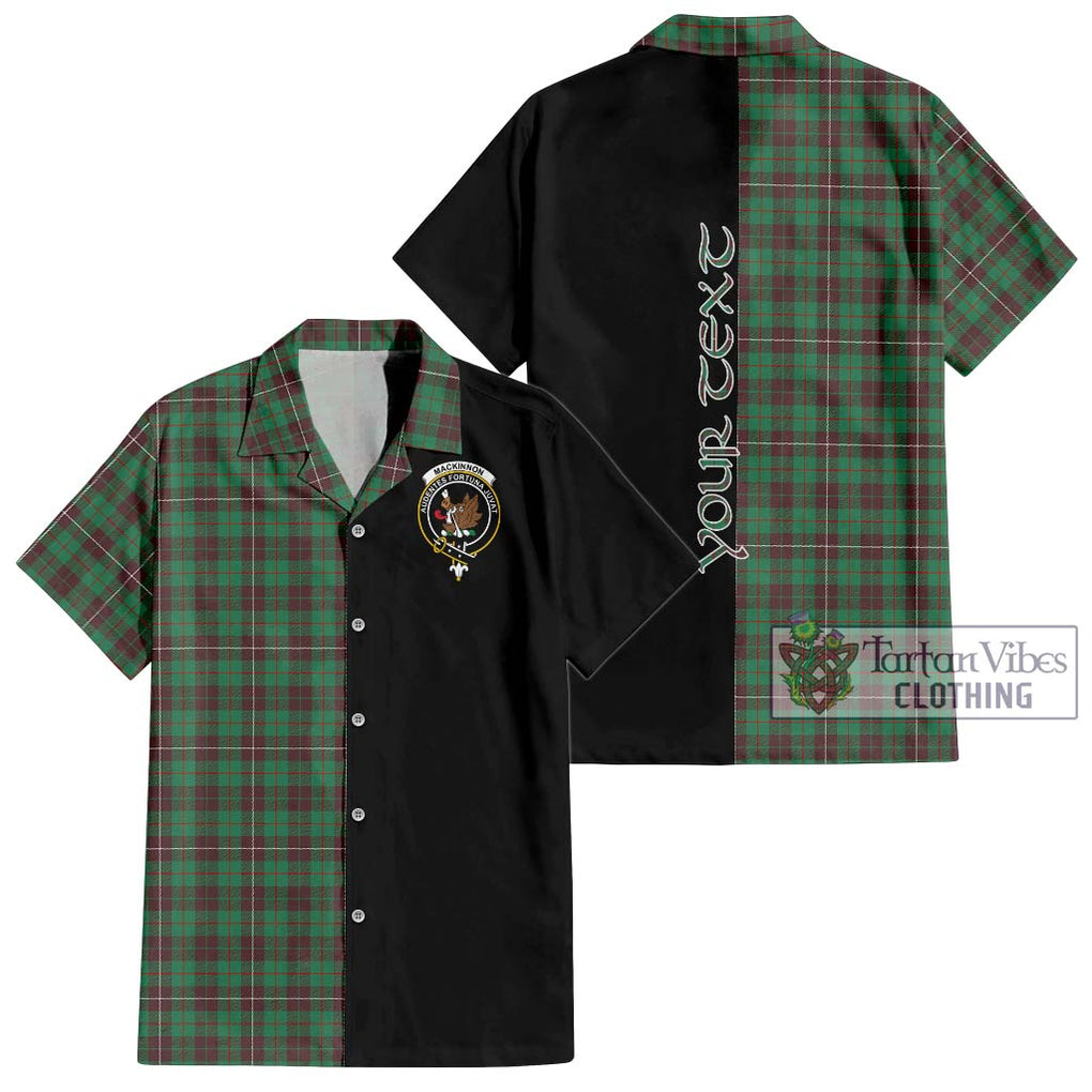 MacKinnon Hunting Ancient Tartan Short Sleeve Button Shirt with Family Crest and Half Of Me Style Kid - Tartanvibesclothing Shop