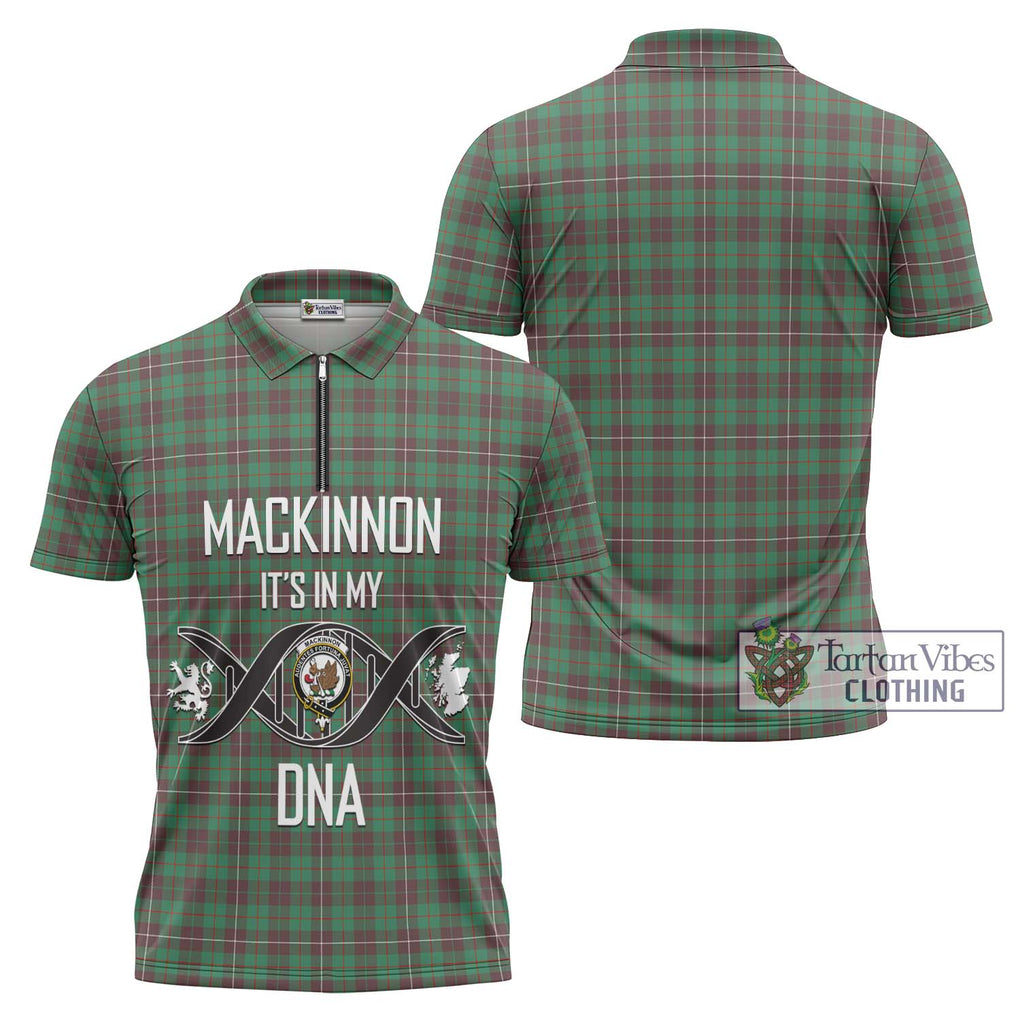 MacKinnon Hunting Ancient Tartan Zipper Polo Shirt with Family Crest DNA In Me Style Unisex - Tartanvibesclothing Shop