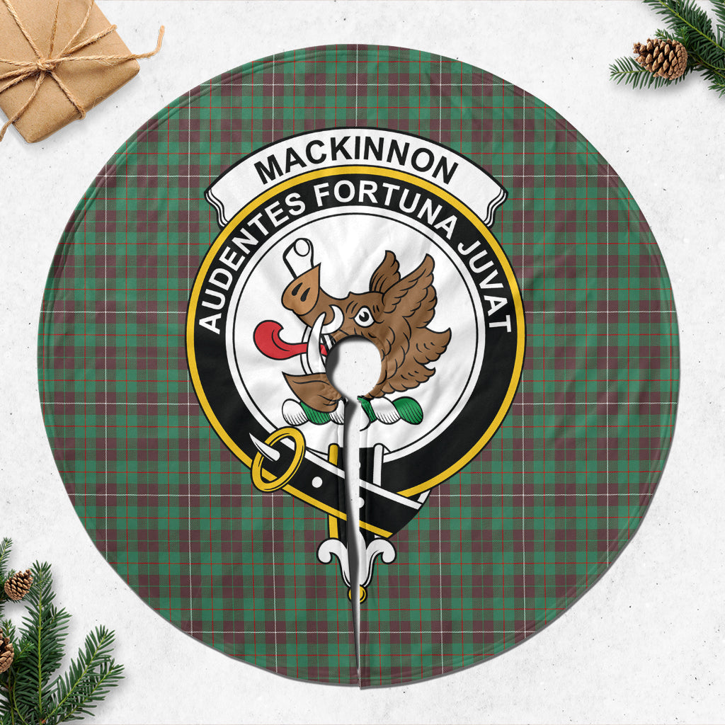 MacKinnon Hunting Ancient Tartan Christmas Tree Skirt with Family Crest - Tartanvibesclothing