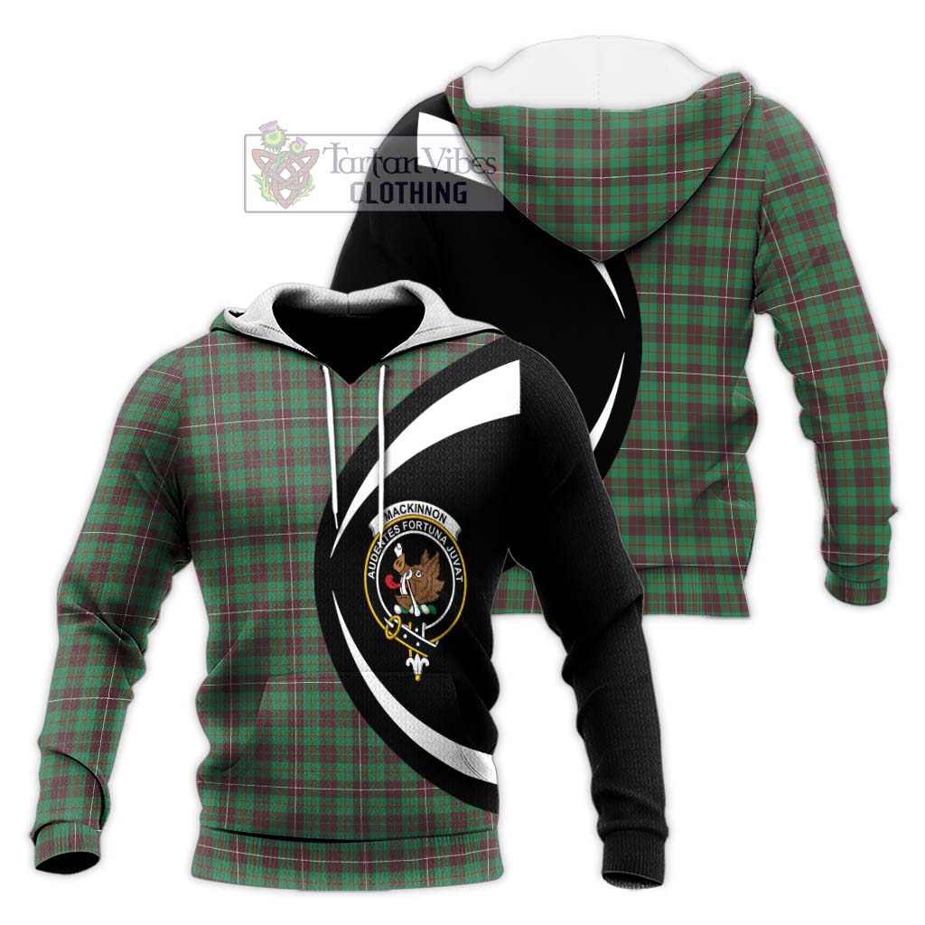 MacKinnon Hunting Ancient Tartan Knitted Hoodie with Family Crest Circle Style Unisex Knitted Pullover Hoodie - Tartan Vibes Clothing