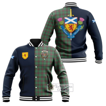 MacKinnon Hunting Ancient Tartan Baseball Jacket Alba with Scottish Lion Royal Arm Half Style