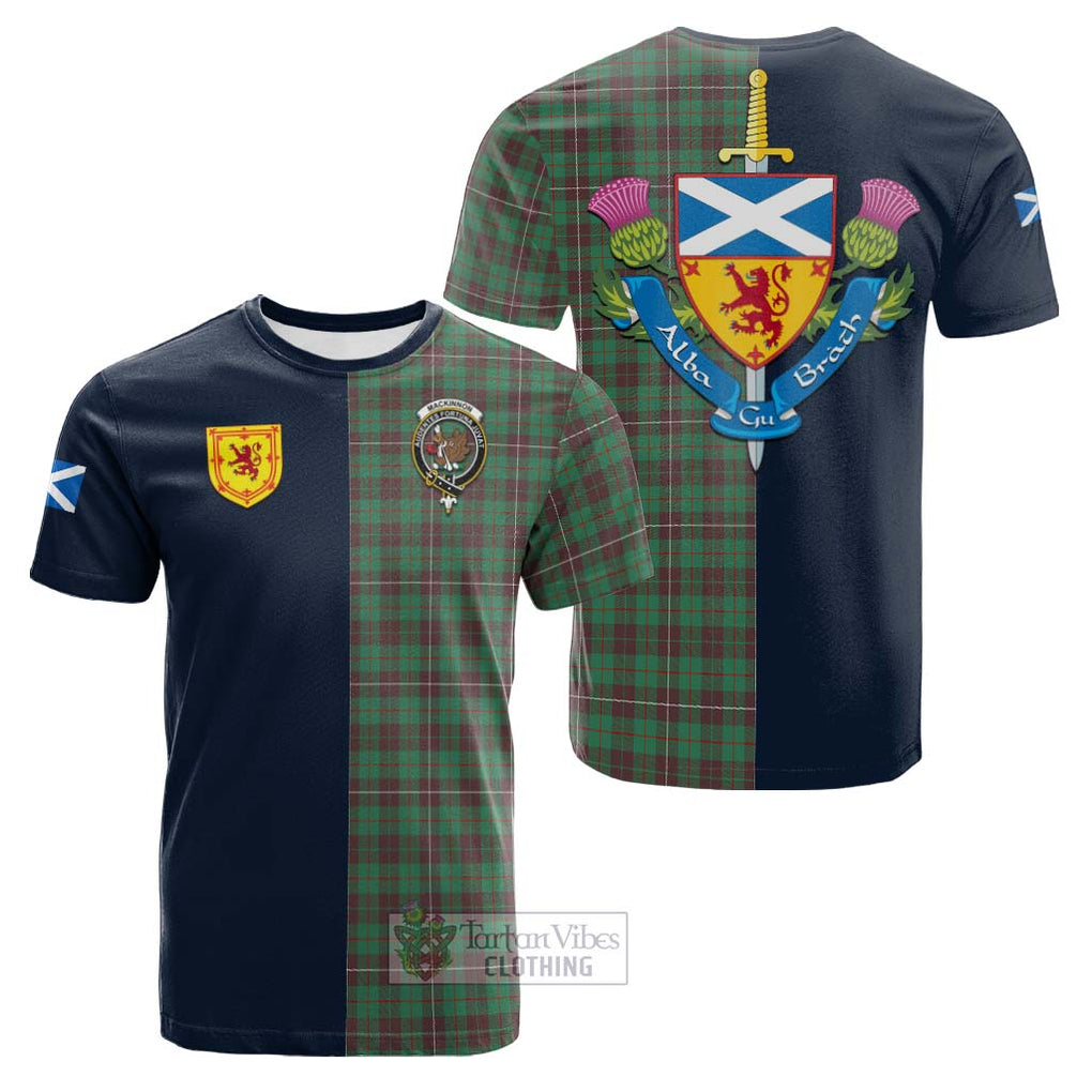 Tartan Vibes Clothing MacKinnon Hunting Ancient Tartan Cotton T-shirt with Scottish Lion Royal Arm Half Style