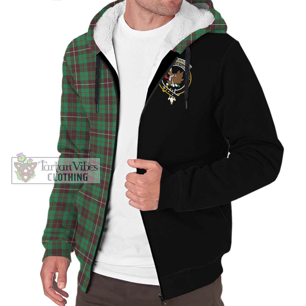 MacKinnon Hunting Ancient Tartan Sherpa Hoodie with Family Crest and Half Of Me Style Unisex S - Tartanvibesclothing Shop