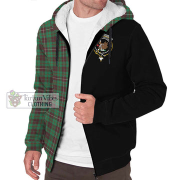 MacKinnon Hunting Ancient Tartan Sherpa Hoodie with Family Crest and Half Of Me Style