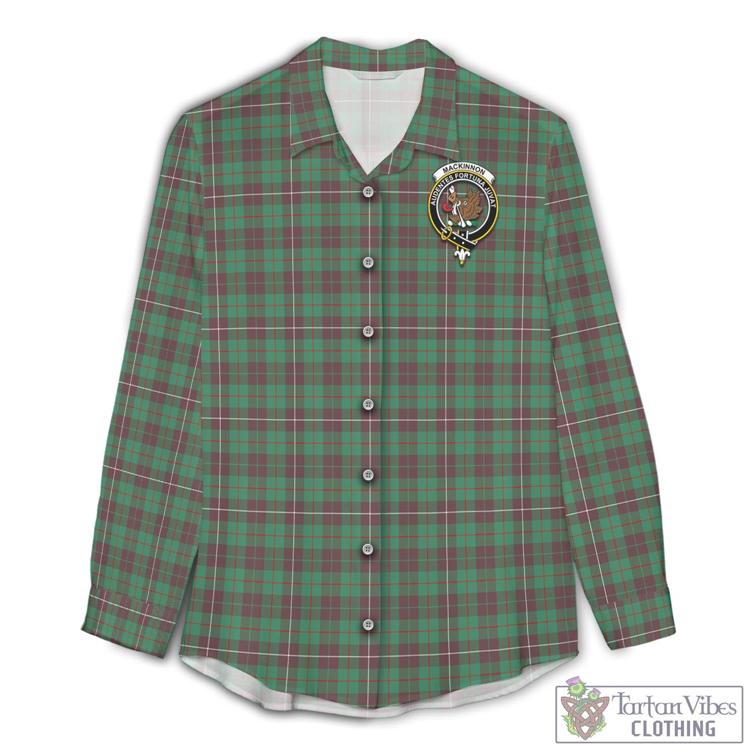 Tartan Vibes Clothing MacKinnon Hunting Ancient Tartan Womens Casual Shirt with Family Crest