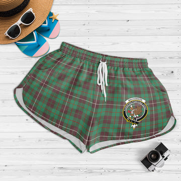 MacKinnon Hunting Ancient Tartan Womens Shorts with Family Crest