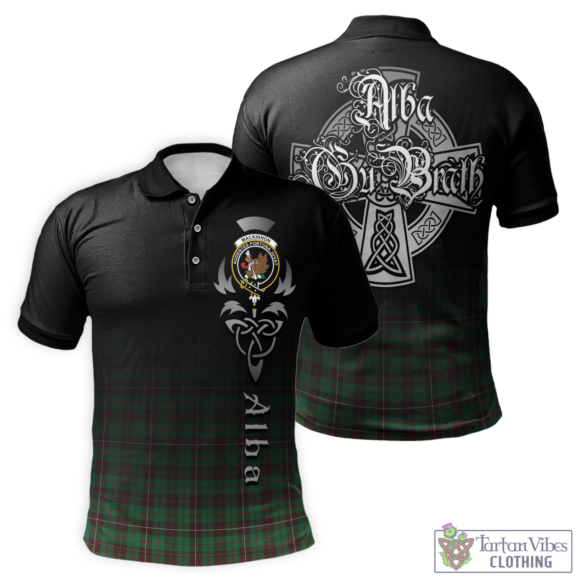 Tartan Vibes Clothing MacKinnon Hunting Ancient Tartan Polo Shirt Featuring Alba Gu Brath Family Crest Celtic Inspired