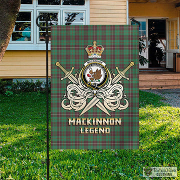 MacKinnon Hunting Ancient Tartan Flag with Clan Crest and the Golden Sword of Courageous Legacy