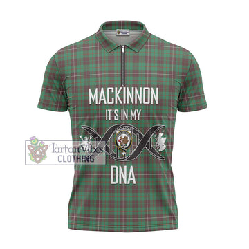 MacKinnon Hunting Ancient Tartan Zipper Polo Shirt with Family Crest DNA In Me Style