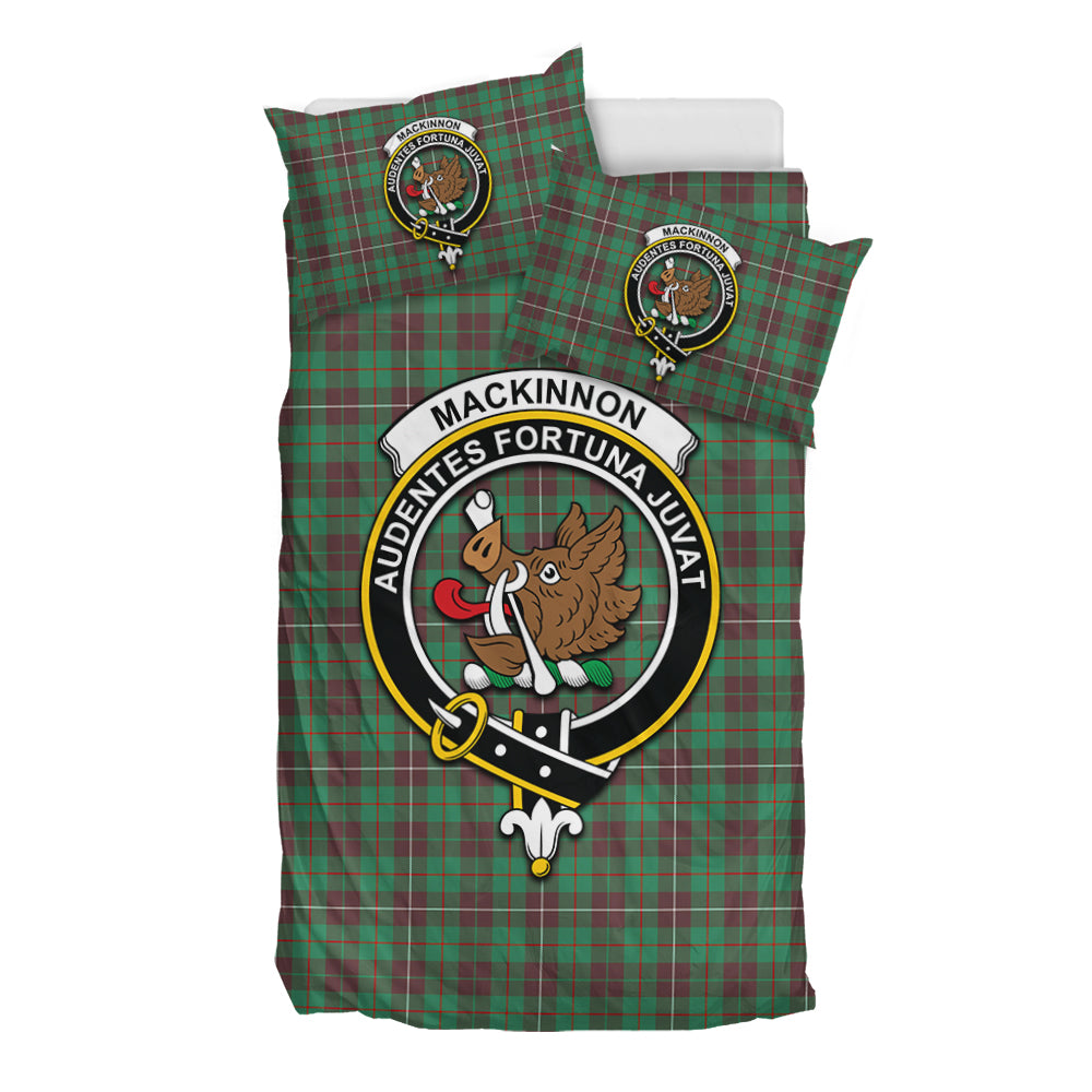 MacKinnon Hunting Ancient Tartan Bedding Set with Family Crest - Tartan Vibes Clothing