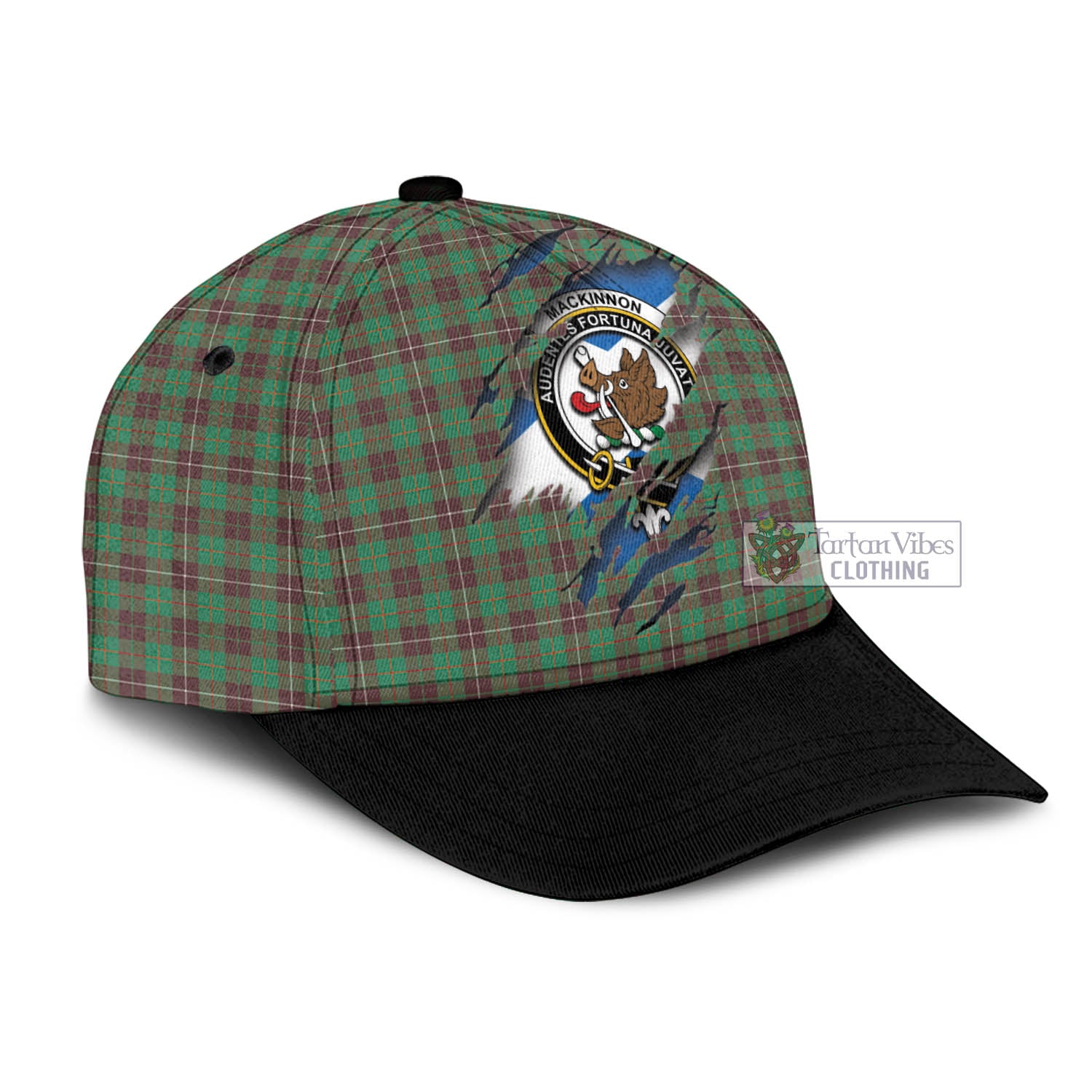 Tartan Vibes Clothing MacKinnon Hunting Ancient Tartan Classic Cap with Family Crest In Me Style