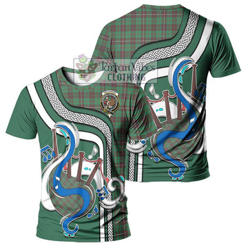 MacKinnon Hunting Ancient Tartan T-Shirt with Epic Bagpipe Style