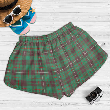 MacKinnon Hunting Ancient Tartan Womens Shorts with Family Crest