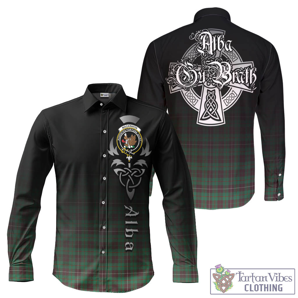 Tartan Vibes Clothing MacKinnon Hunting Ancient Tartan Long Sleeve Button Up Featuring Alba Gu Brath Family Crest Celtic Inspired