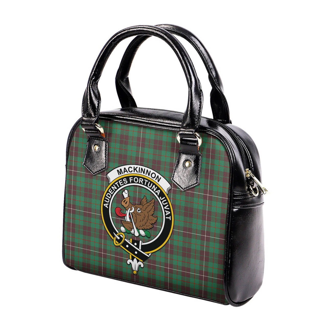 MacKinnon Hunting Ancient Tartan Shoulder Handbags with Family Crest - Tartanvibesclothing