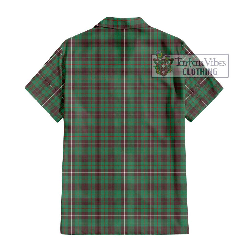 MacKinnon Hunting Ancient Tartan Short Sleeve Button Shirt with Family Crest DNA In Me Style - Tartanvibesclothing Shop