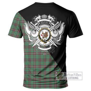 MacKinnon Hunting Ancient Tartan T-Shirt with Family Crest and Military Logo Style