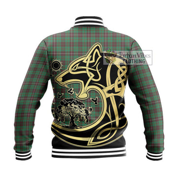 MacKinnon Hunting Ancient Tartan Baseball Jacket with Family Crest Celtic Wolf Style