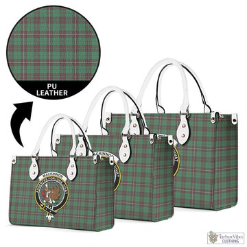 MacKinnon Hunting Ancient Tartan Luxury Leather Handbags with Family Crest