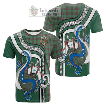 MacKinnon Hunting Ancient Tartan Cotton T-shirt with Epic Bagpipe Style