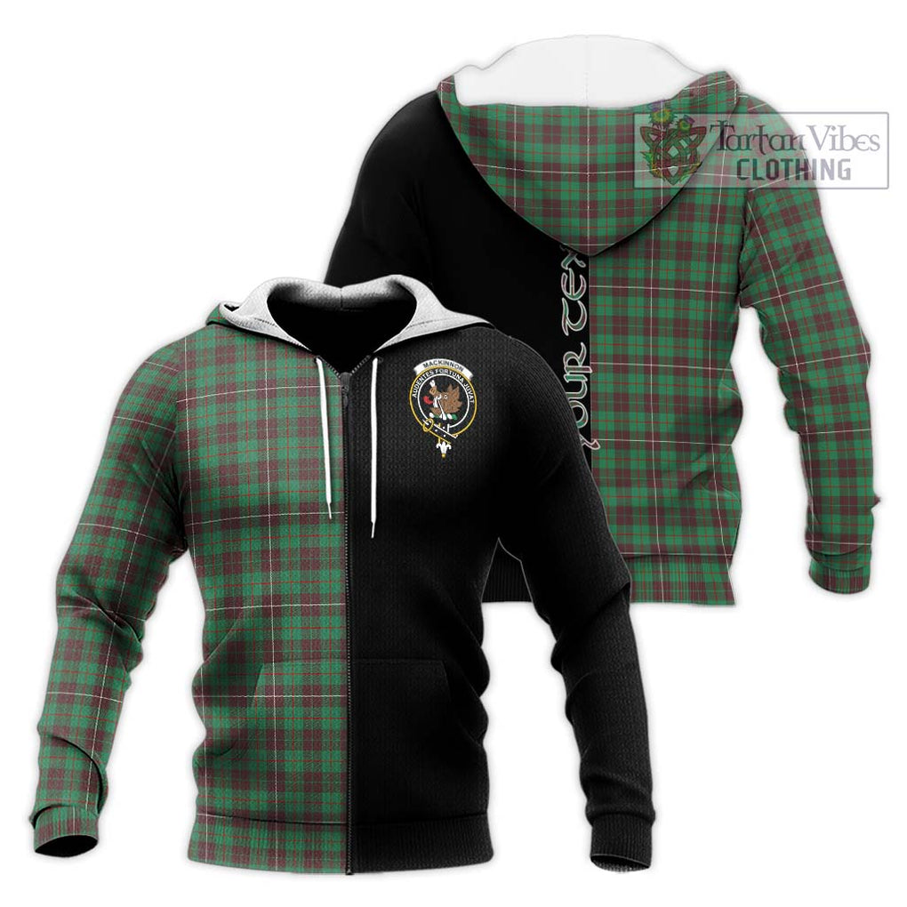 MacKinnon Hunting Ancient Tartan Knitted Hoodie with Family Crest and Half Of Me Style Unisex Knitted Zip Hoodie - Tartanvibesclothing Shop