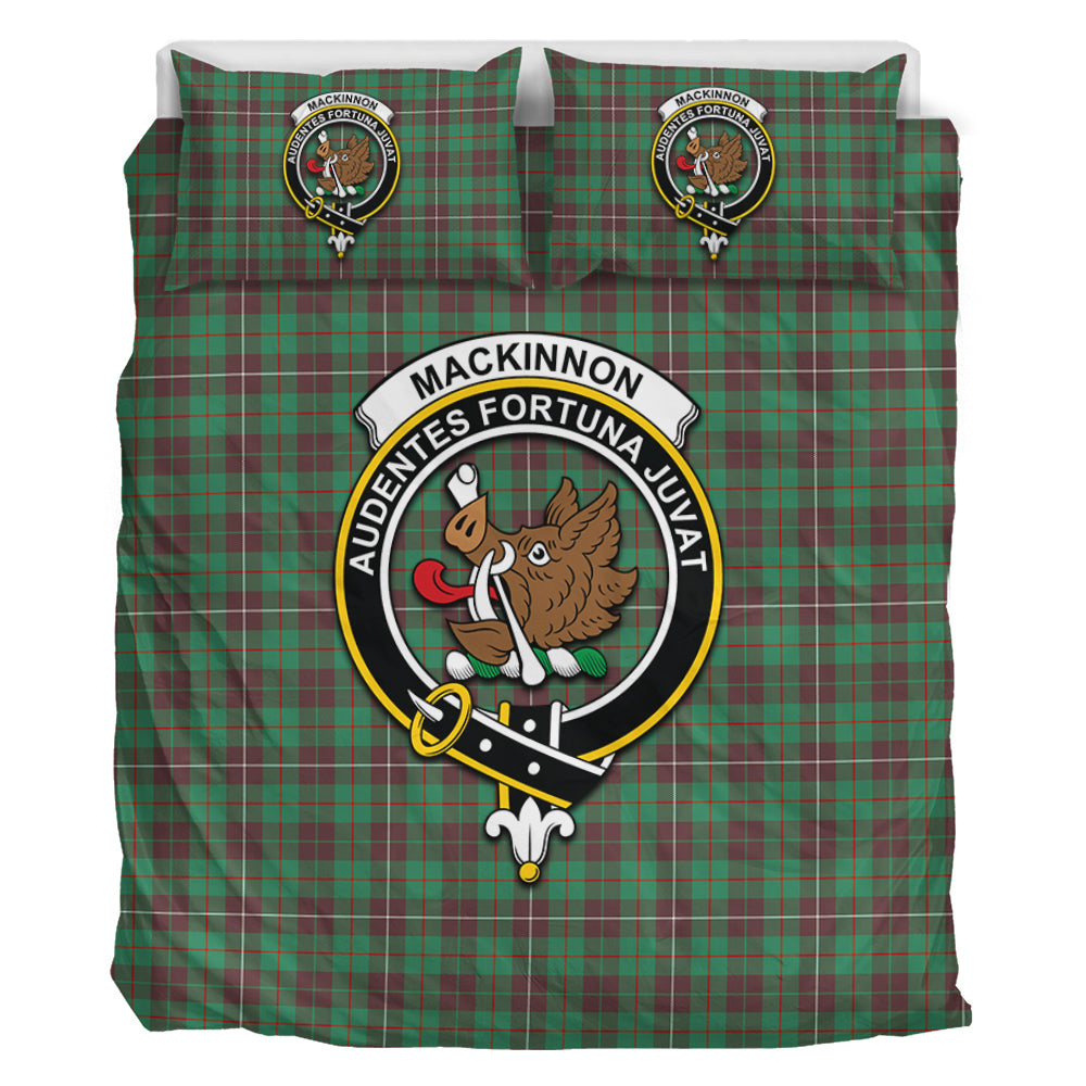 MacKinnon Hunting Ancient Tartan Bedding Set with Family Crest - Tartan Vibes Clothing