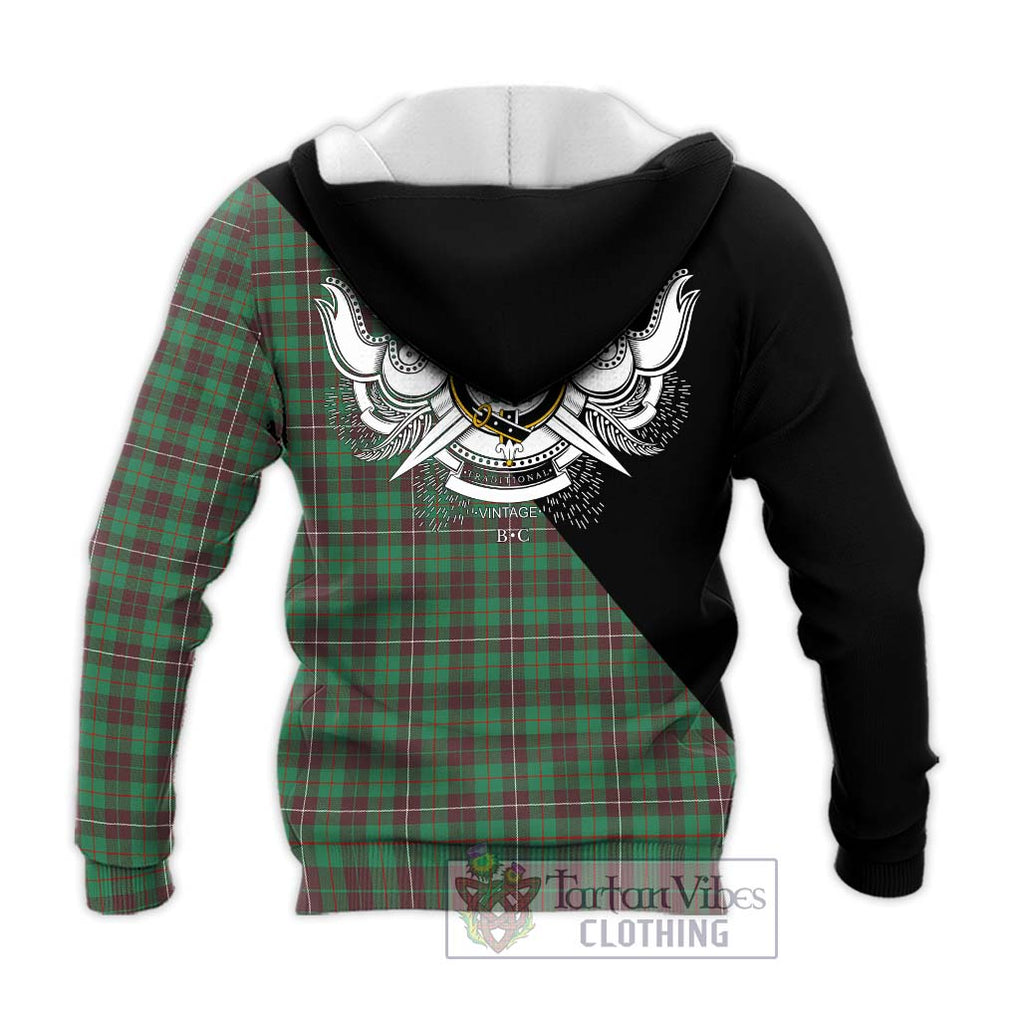 MacKinnon Hunting Ancient Tartan Knitted Hoodie with Family Crest and Military Logo Style - Tartanvibesclothing Shop