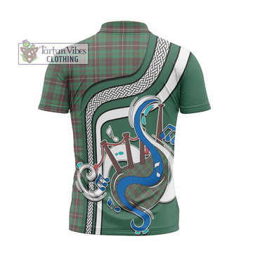 MacKinnon Hunting Ancient Tartan Zipper Polo Shirt with Epic Bagpipe Style