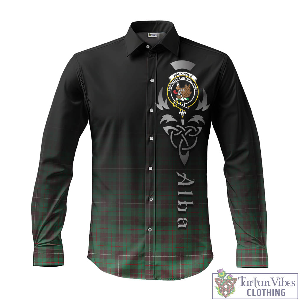 Tartan Vibes Clothing MacKinnon Hunting Ancient Tartan Long Sleeve Button Up Featuring Alba Gu Brath Family Crest Celtic Inspired