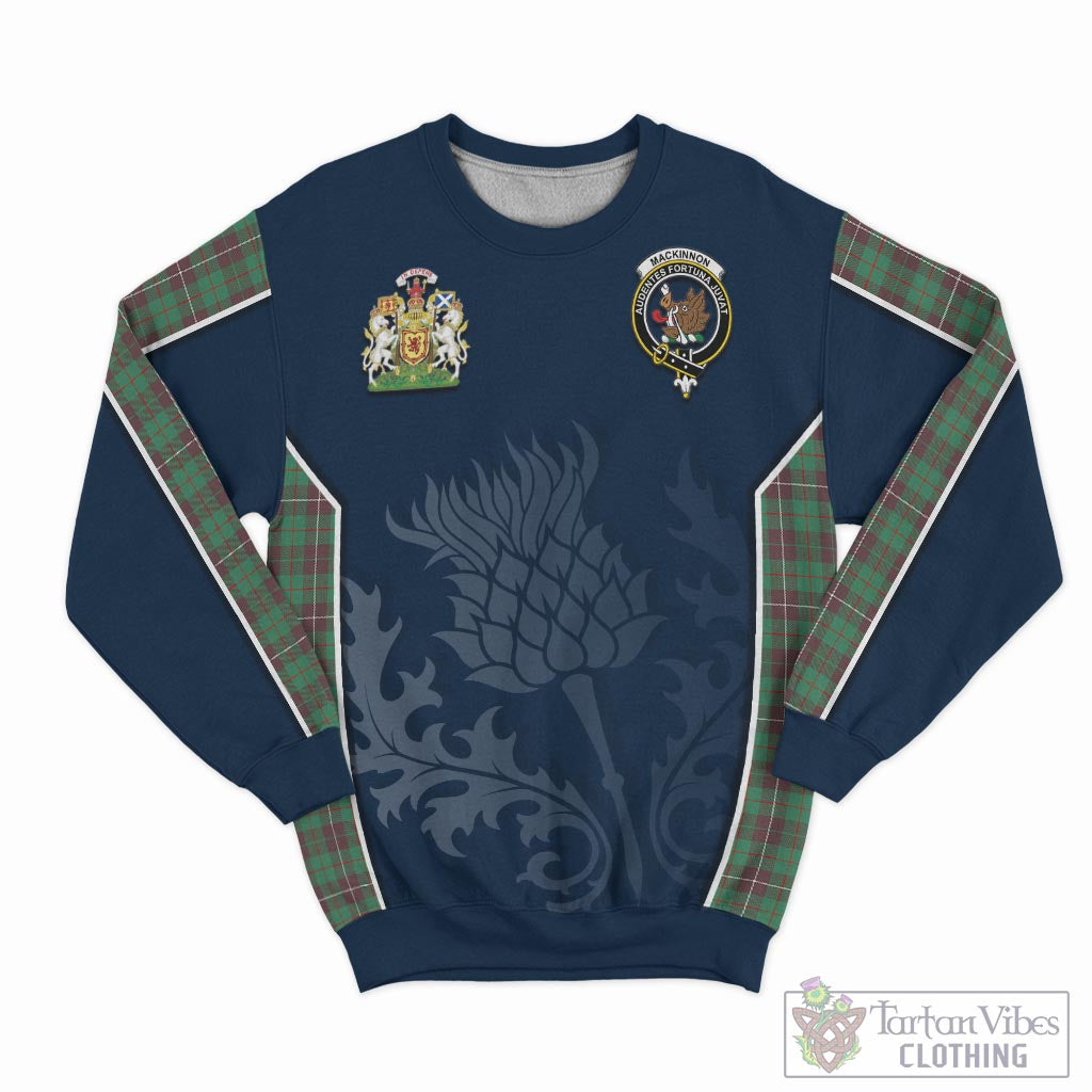 Tartan Vibes Clothing MacKinnon Hunting Ancient Tartan Sweatshirt with Family Crest and Scottish Thistle Vibes Sport Style