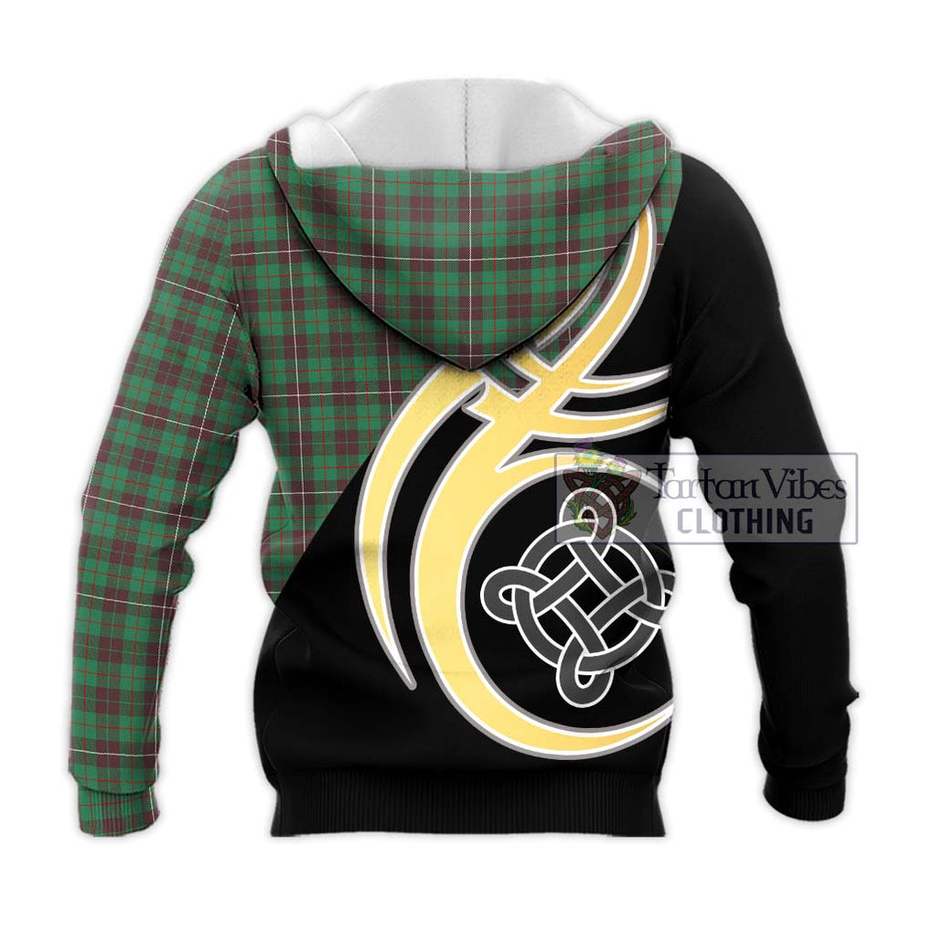 MacKinnon Hunting Ancient Tartan Knitted Hoodie with Family Crest and Celtic Symbol Style - Tartan Vibes Clothing