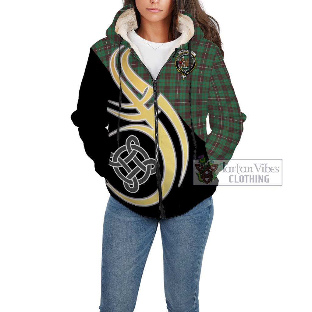 MacKinnon Hunting Ancient Tartan Sherpa Hoodie with Family Crest and Celtic Symbol Style Unisex - Tartan Vibes Clothing