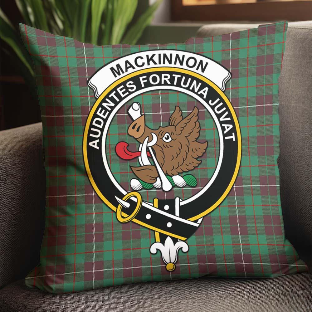 MacKinnon Hunting Ancient Tartan Pillow Cover with Family Crest - Tartanvibesclothing