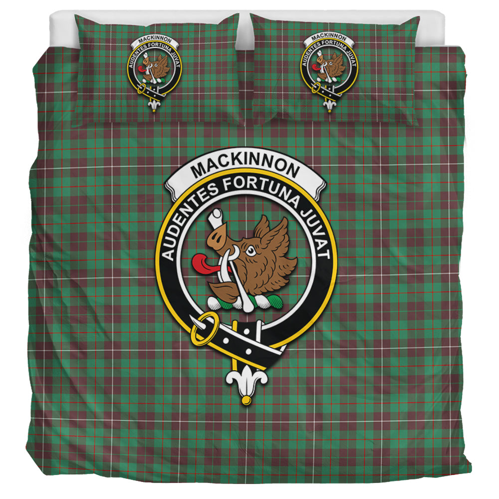 MacKinnon Hunting Ancient Tartan Bedding Set with Family Crest UK Bedding Set UK Super King 104*94 inch - Tartan Vibes Clothing