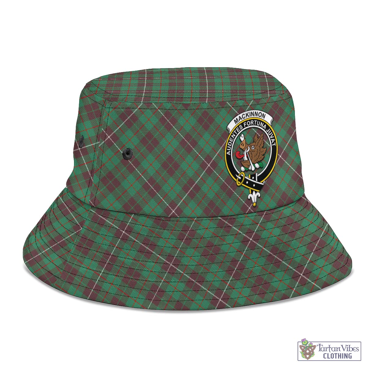 Tartan Vibes Clothing MacKinnon Hunting Ancient Tartan Bucket Hat with Family Crest