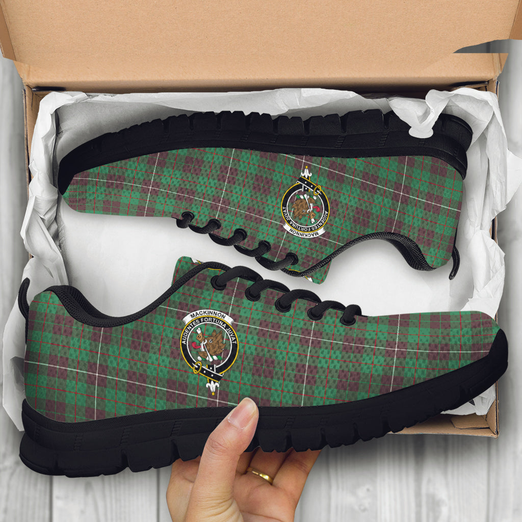 MacKinnon Hunting Ancient Tartan Sneakers with Family Crest - Tartan Vibes Clothing