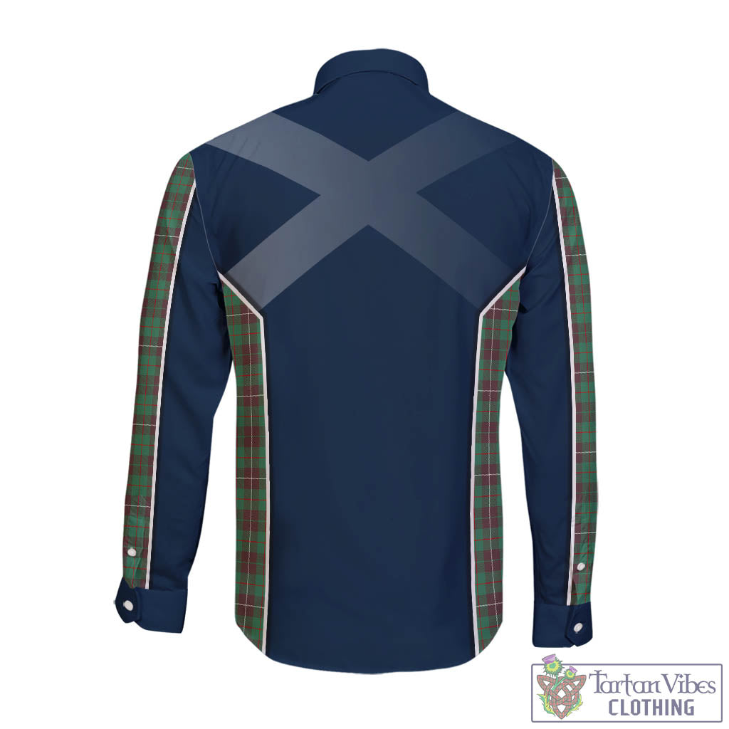 Tartan Vibes Clothing MacKinnon Hunting Ancient Tartan Long Sleeve Button Up Shirt with Family Crest and Scottish Thistle Vibes Sport Style